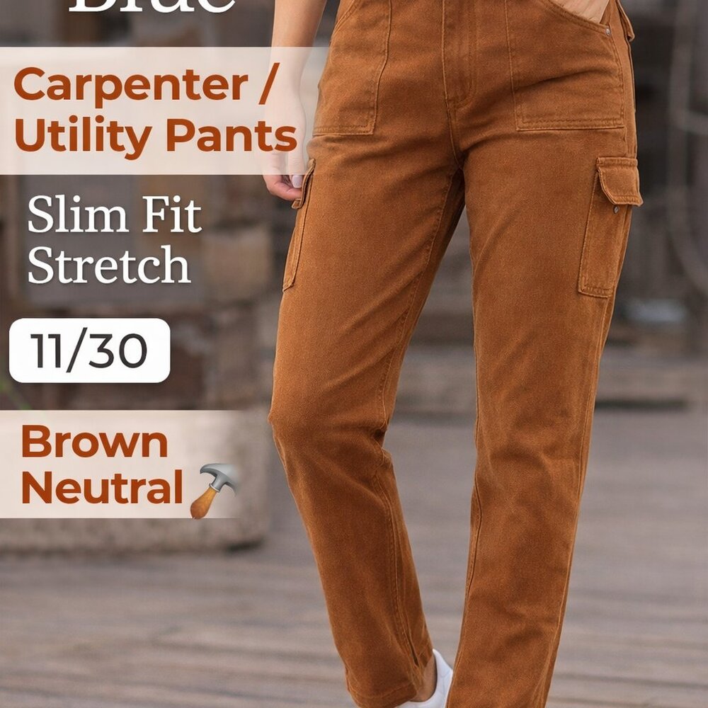 Judy Blue Brown Slim Fit Stretch Pants Size 11/30 Mid Rise Workwear
